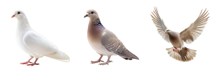 Set of a dove isolated on transparent background