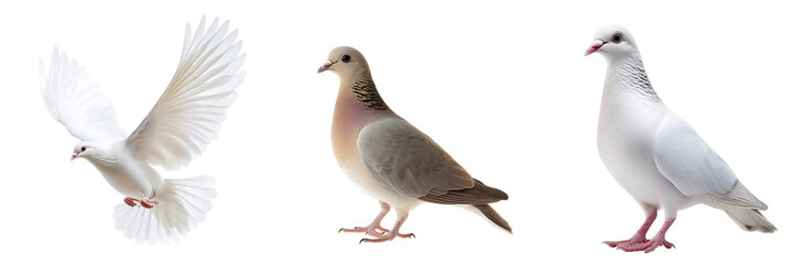 Set of a dove isolated on transparent background