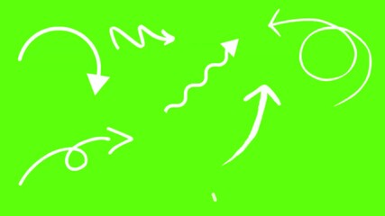 Set of curved arrows, handmade simple arrow animation, Creative hand drawn arrows animations, Set of animated arrows on alpha channel