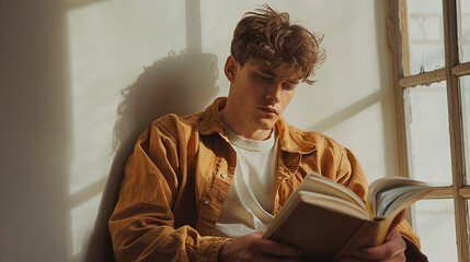 man reading a book