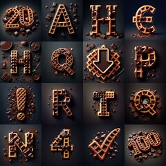 Fototapeta premium Chocolate and waffles Lettering Typeface. AI generated illustration