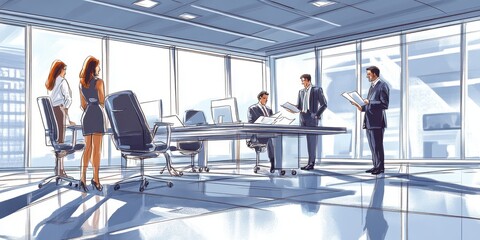 Professional Business Meeting in a Modern Office Setting
