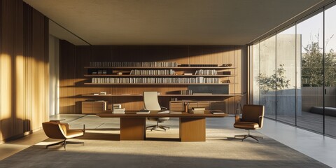 Modern Home Office with Sunlight