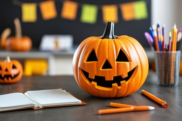Halloween theme in school encourages themed journal prompts about Halloween experiences