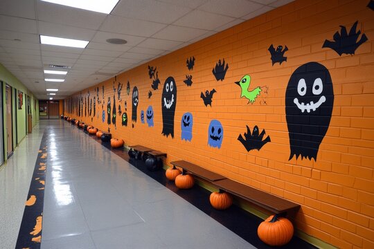 Halloween theme in school promotes teamwork through group projects to design haunted classroom decorations