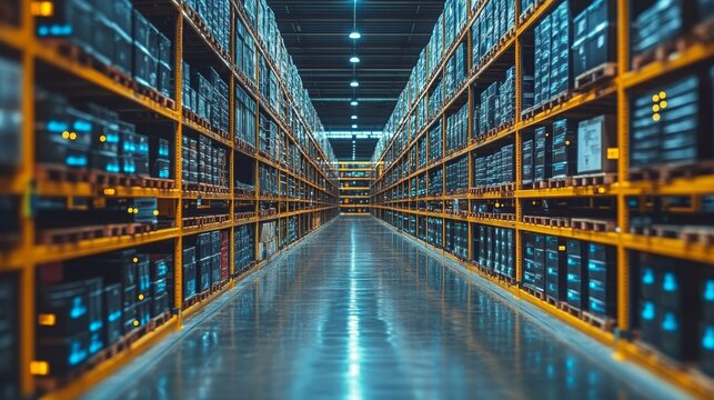Warehouse analytics identifying trends in inventory management at a logistics center during daytime