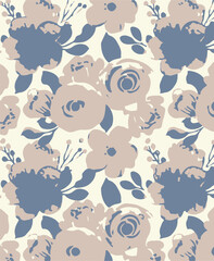 Flowers seamless pattern. vector illustration. Abstract flowers, floral vector with leaves