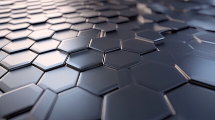 Polished metal surface with futuristic hexagonal patterns