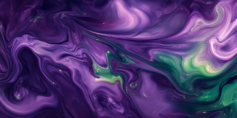 Obraz premium An ethereal and mesmerizing blend of purple and green swirling patterns, perfect for creating unique backgrounds