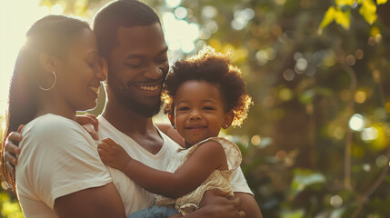 Loving Black family enjoying their time together outdoors