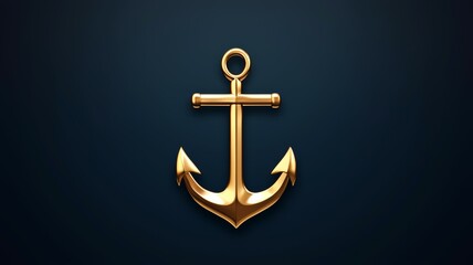 A gold anchor is displayed on a dark blue background