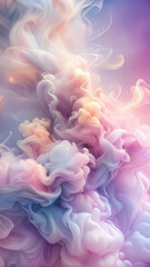 Fototapeta premium An abstraction in the form of colored smoke on a pink background with flashes of fire. Vertical Wallpaper