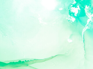 Modern Marble Foiling. Artistic Alcohol Ink. Mint