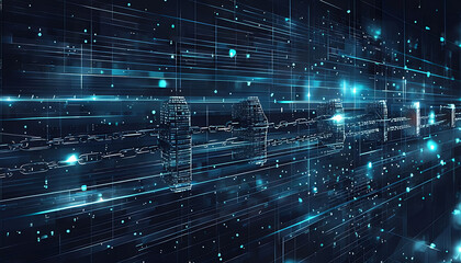 Obraz premium Abstract Image Depicting Blockchain Technology 