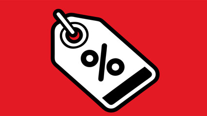 A price tag with a percent sign. Sale, big discount