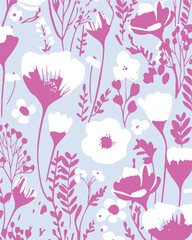 Flowers seamless pattern. vector illustration. Abstract flowers, floral vector with leaves