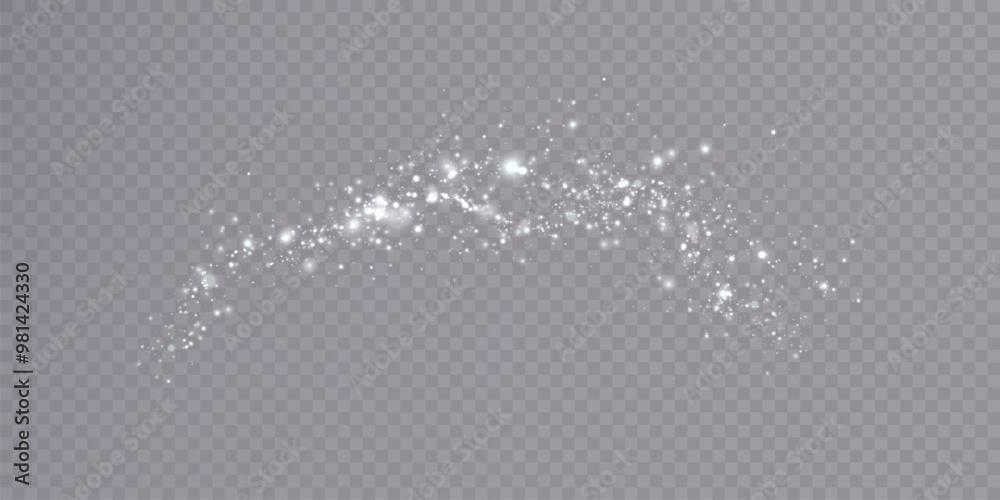 Poster Glowing light effect with many bright particles isolated on transparent background. Vector star cloud with glare. For holiday and advertising design.	
