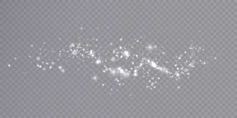 Light effect with lots of shiny shimmering particles isolated on transparent background. Vector star cloud with dust.	