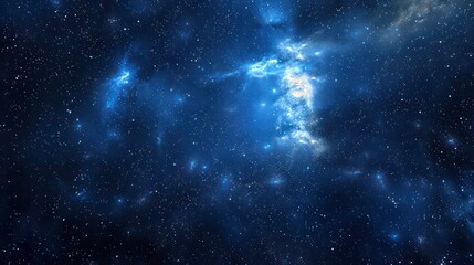 Naklejka premium A beautiful night sky with a cluster of stars and a faint nebula in the distance.