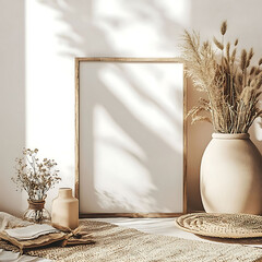 Elegant Minimalist Home Decor Display with Natural Elements
