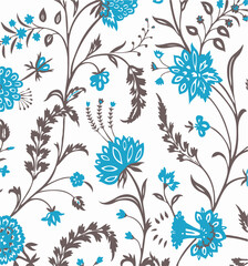 Flowers seamless pattern. vector illustration. Abstract flowers, floral vector with leaves
