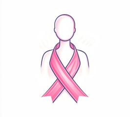 Obraz premium Woman silhouette showing pink ribbon supporting breast cancer awareness