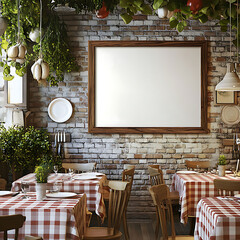 Cozy Bistro with Rustic Charm and Empty Frame