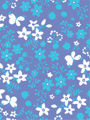 Flowers seamless pattern. vector illustration. Abstract flowers, floral vector with leaves