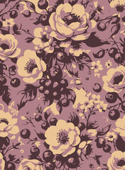 Flowers seamless pattern. vector illustration. Abstract flowers, floral vector with leaves