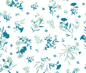 Flowers seamless pattern. vector illustration. Abstract flowers, floral vector with leaves