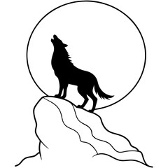Werewolf Howling at Full Moon - Vector Art