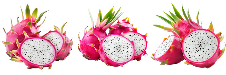 Set of a dragon fruit png, isolated on a transparent background. - Set of a dragon fruit png, isolated on a transparent background.
