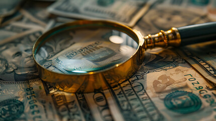 Money Magnified Exploring Wealth [created with generative AI technology]