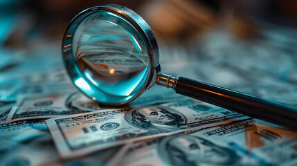 Money Magnified Exploring Wealth [created with generative AI technology]
