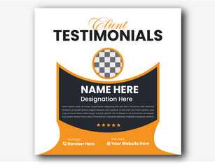 Social media post design template for free vector: client testimonials or reviews