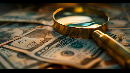 Money Magnified Exploring Wealth [created with generative AI technology]
