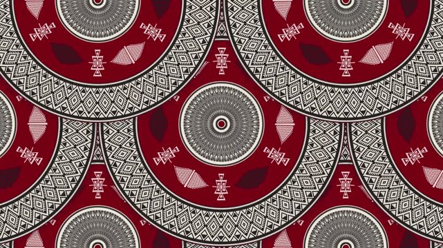 Motion graphic seamless loop pattern with traditional Tunisian embroidery symbols