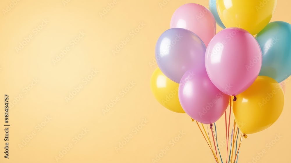 Poster a bunch of colorful balloons are floating in the air. the balloons are in various colors, including 