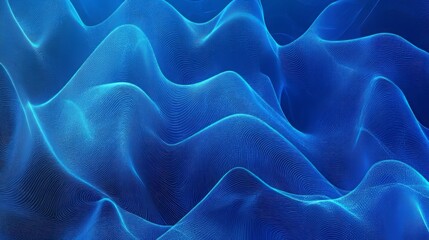 Obraz premium Futuristic Blue Abstract Technology Data Wavy Lines in Holographic Style Highlighting Digital Innovation and Modern Design for Tech-Inspired Visuals and Interfaces