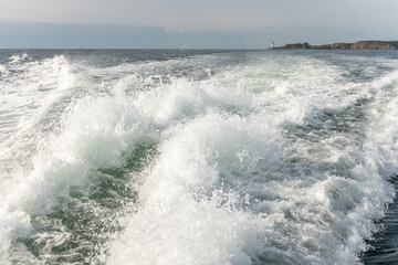 Wake of a boat during a sea crossing