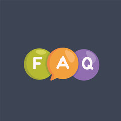 FAQ bubbles text in flat vector design.