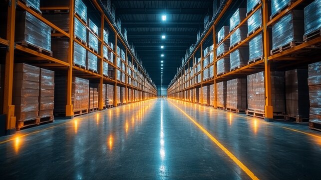Robotics enhances smart energy management in a modern warehouse environment at night