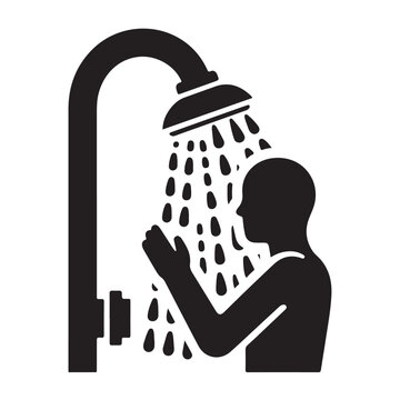 recommend clip art: Shower icon silhouette on white background
                    
