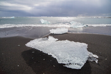 Ice blocks in Diamond beach near Jokulsarlon, Iceland