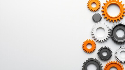Multiple gears turning in harmony, symbolizing integrated workflow management in an organized business process