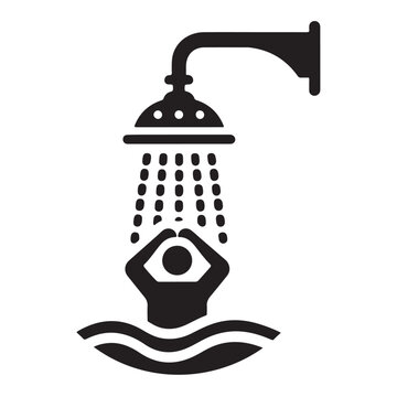 recommend clip art: Shower icon silhouette on white background
                    