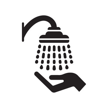 recommend clip art: Shower icon silhouette on white background
                    