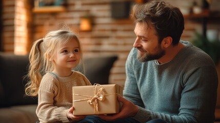 Happy family exchanging gifts during christmas holidays outdoor