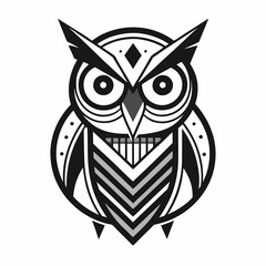 Obraz premium Black and white owl in a graphic style with a bold and artistic design