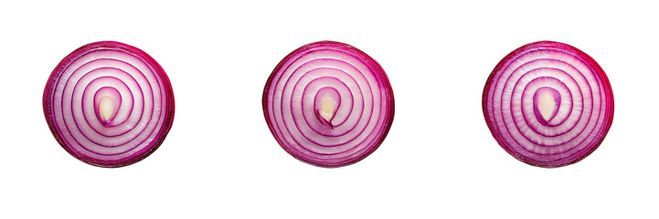 Sliced ​​red onion isolated on transparent background